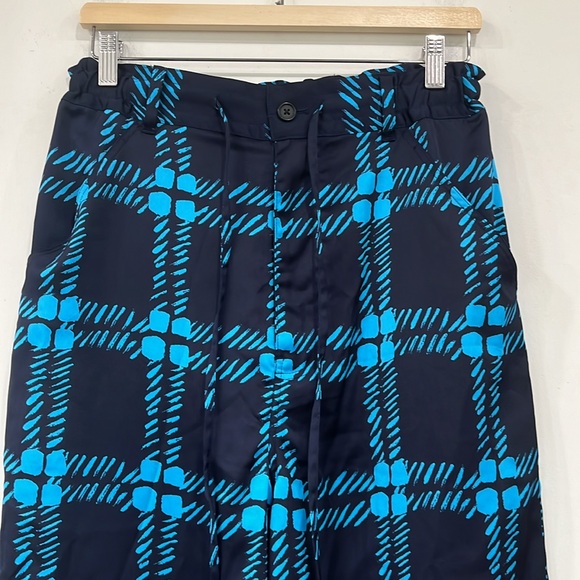 Marni X Uniqlo Drape Relaxed Wide Straight Pants Black Blue S - Picture 4 of 12